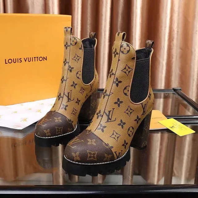 Louis Vuitton Monogram Contrast-Panel चंकी प्लेटफॉर्म एंक्ल बूट 2