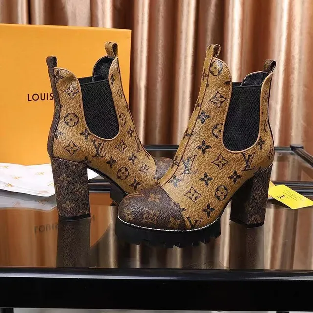 Louis Vuitton Monogram Contrast-Panel चंकी प्लेटफॉर्म एंक्ल बूट 4