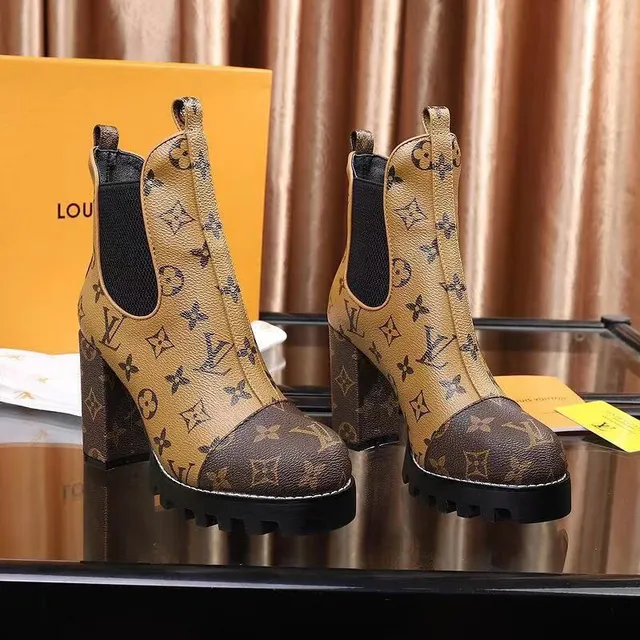 Louis Vuitton Monogram Contrast-Panel चंकी प्लेटफॉर्म एंक्ल बूट 5