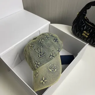 Louis Vuitton 蒙特拉蒙刺绣 洗褪橄榄绿牛仔布 棒球帽