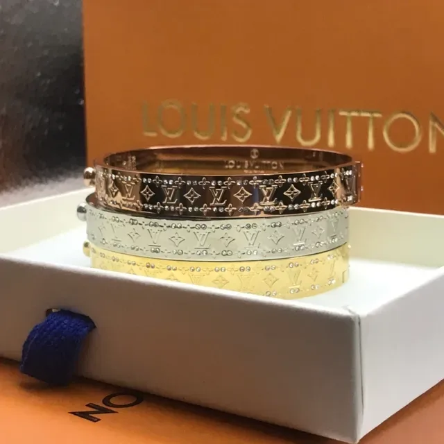 Louis Vuitton Monogram Empreinte Crystal-Embellished Hinged Bangle Bracelets 5