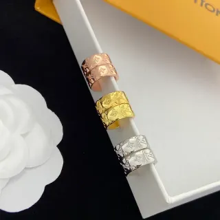 路易威登 印花 金银宽边压花戒指