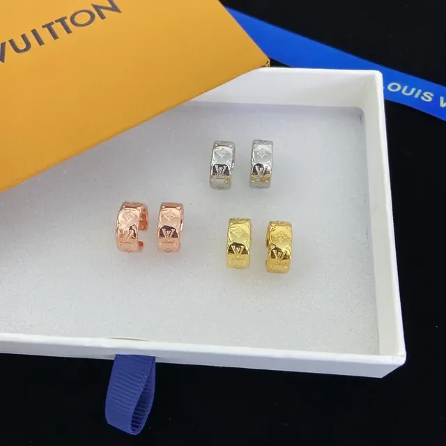 Louis Vuitton Monogram Gold Silver Wide Band Embossed Ring 5