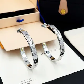 Louis Vuitton Monogram Hoop prata e ouro brincos