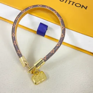 سوارة جلد Louis Vuitton Monogram بني ذهبي هاردوير
