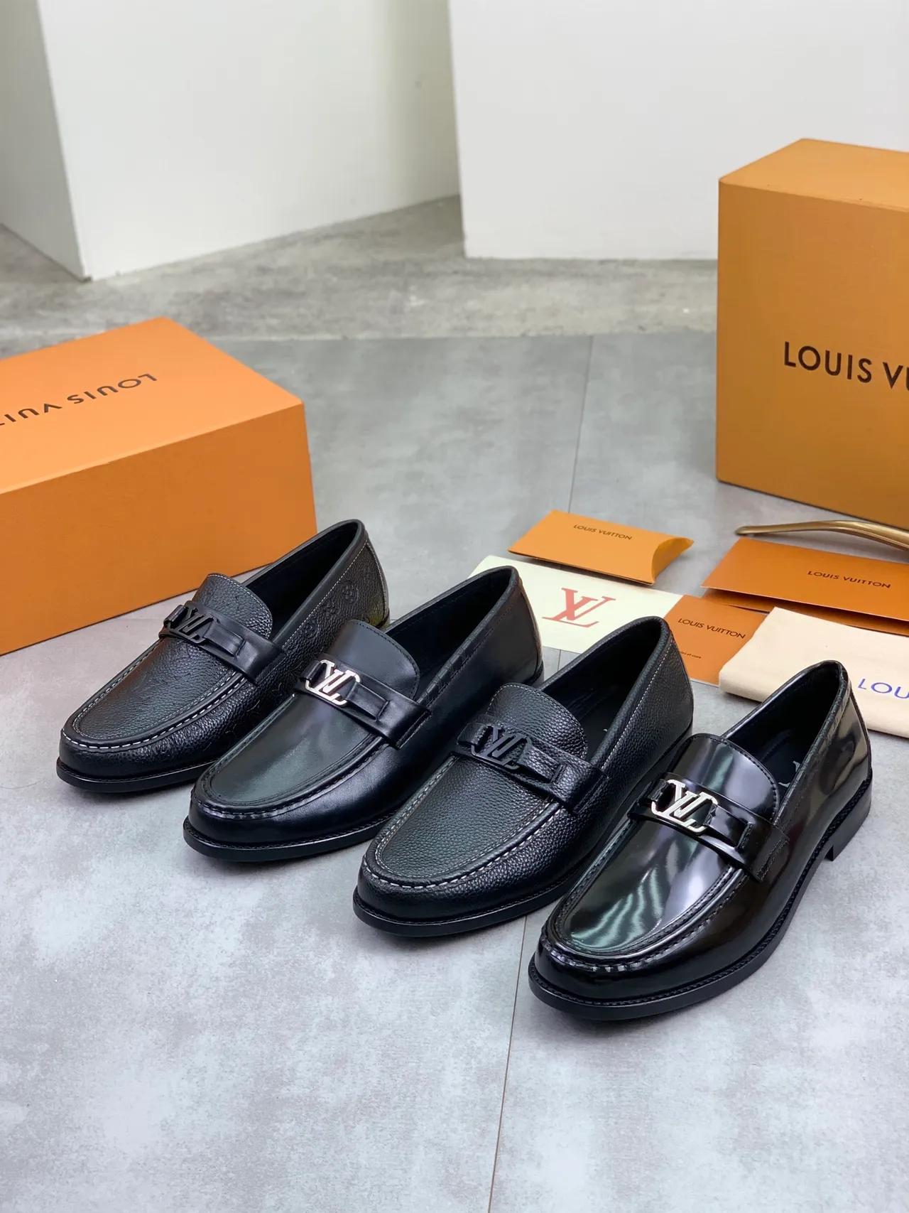 Louis Vuitton Monogram Loafer Black Embossed Leather Loafers 2