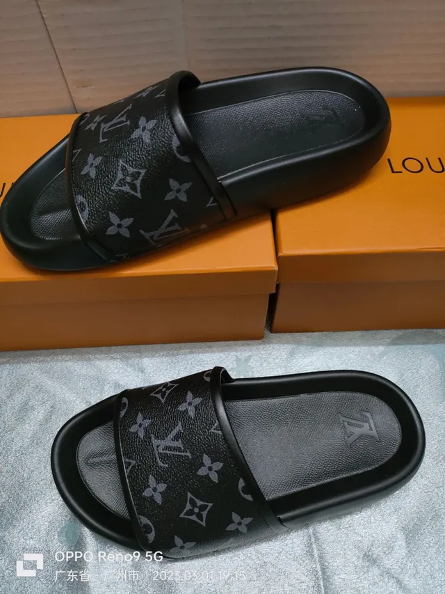 Louis Vuitton Monogram Slide Black Slippers 8