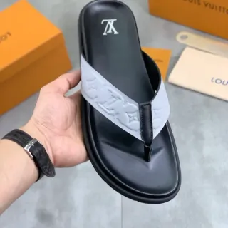 Louis Vuitton Monogram Strap Pantuflas Negras y Grises