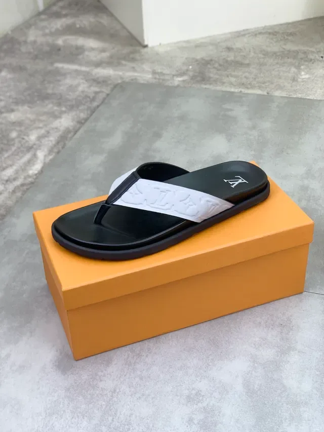 Louis Vuitton Monogram Strap Black and Gray Slippers 3