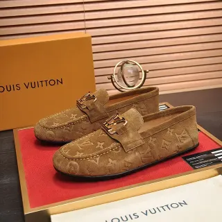 Louis Vuitton Monogram Suede Gold Buckle مكاسين