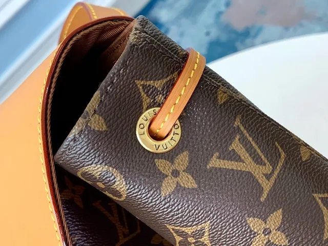 Louis Vuitton Montaigne Brown Beige Monogram Canvas Tan Leather Trim Casual Backpack 5