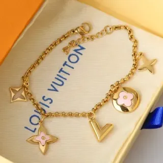 Louis Vuitton سوار مالتي تشارم سلسلة ذهبي وردي معلقة