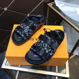Sandálias Casual Louis Vuitton Multi-Cintas Impressão Xadrez