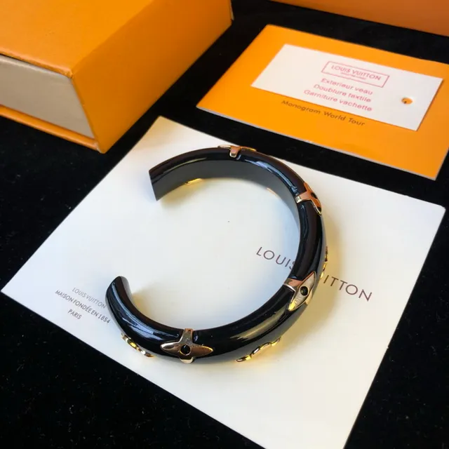 Louis Vuitton Bracelet rigide en résine émaillé multicolore doré en forme C 8