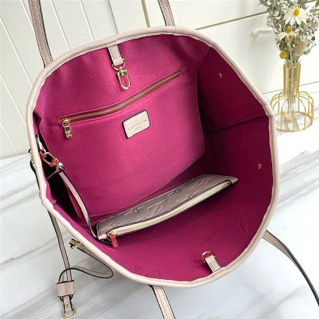 Louis Vuitton Neverfull بيج بني مونوغرام مطبوع جلد مقابض متداولة حقيبة تسوق 2
