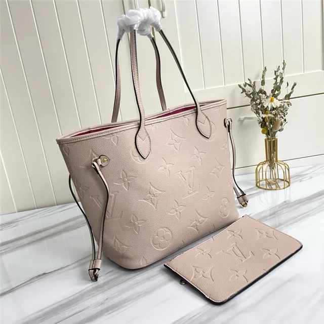 Louis Vuitton Neverfull بيج بني مونوغرام مطبوع جلد مقابض متداولة حقيبة تسوق 7