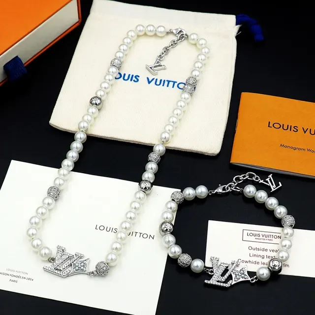 Louis Vuitton Pearl and Pavé LV Monogram Crown Bracelet 9