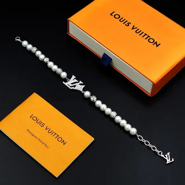 Louis Vuitton Pearl and Pavé LV Monogram Crown Bracelet 11