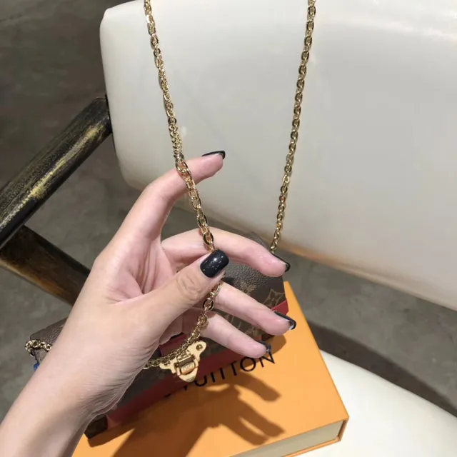 Louis Vuitton Pochette Metis भूरी लाल मोनोग्राम कैनवास लेदर कंट्रास्ट चेन बैग 11