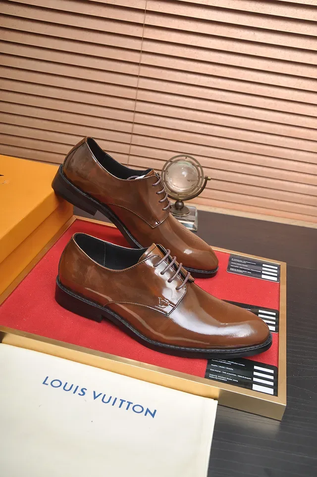 Louis Vuitton Polished Brown Cap Toe Oxford Shoes 4