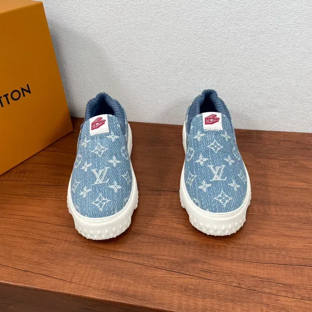 Louis Vuitton Run Away Monogram Denim Slip-On Lifestyle Sneakers 3