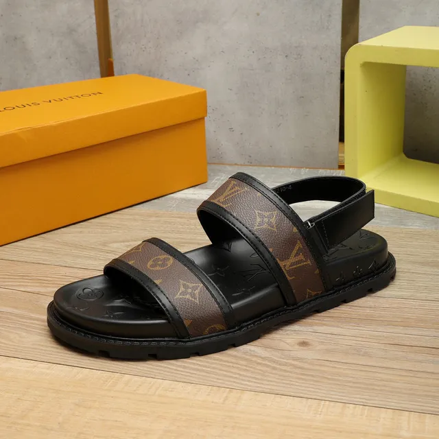 Sandálias Louis Vuitton Run Away Sandálias Preto Marrom Tirante Monogram-Coated Sola de Borracha Moldada Sandálias Casuais 3