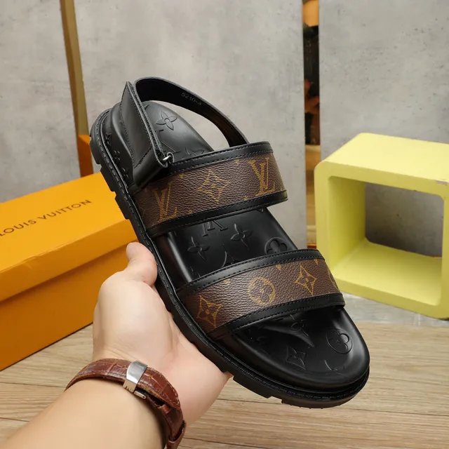 Sandálias Louis Vuitton Run Away Sandálias Preto Marrom Tirante Monogram-Coated Sola de Borracha Moldada Sandálias Casuais 4
