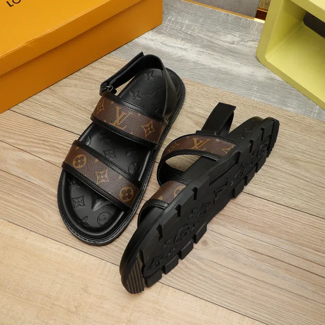 Sandálias Louis Vuitton Run Away Sandálias Preto Marrom Tirante Monogram-Coated Sola de Borracha Moldada Sandálias Casuais 6