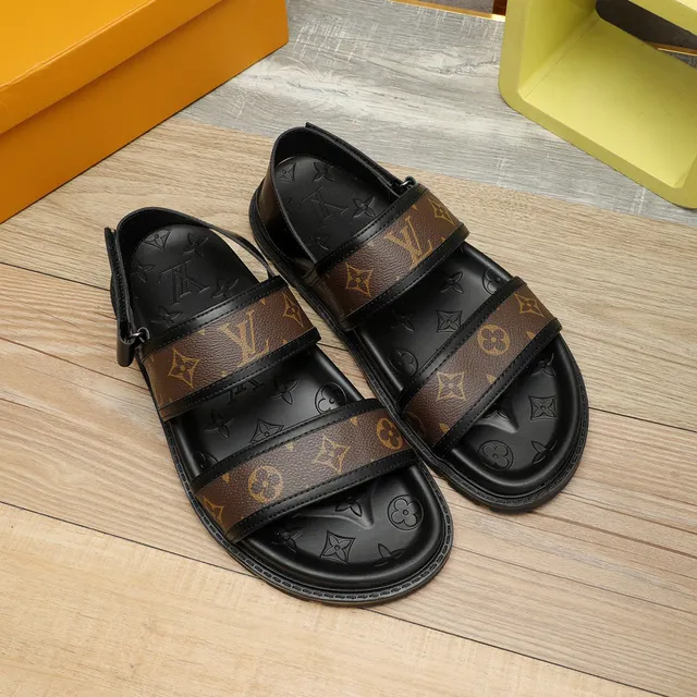 Sandálias Louis Vuitton Run Away Sandálias Preto Marrom Tirante Monogram-Coated Sola de Borracha Moldada Sandálias Casuais 7
