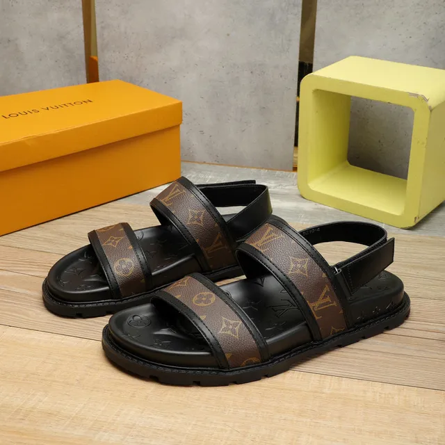 Sandálias Louis Vuitton Run Away Sandálias Preto Marrom Tirante Monogram-Coated Sola de Borracha Moldada Sandálias Casuais 8