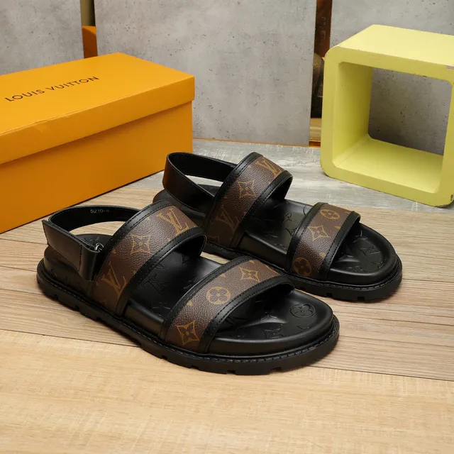 Sandálias Louis Vuitton Run Away Sandálias Preto Marrom Tirante Monogram-Coated Sola de Borracha Moldada Sandálias Casuais 9