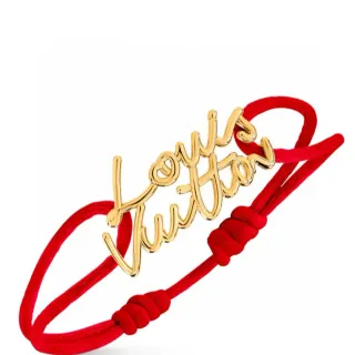 Louis Vuitton Signature Script Red Cord Bracelet