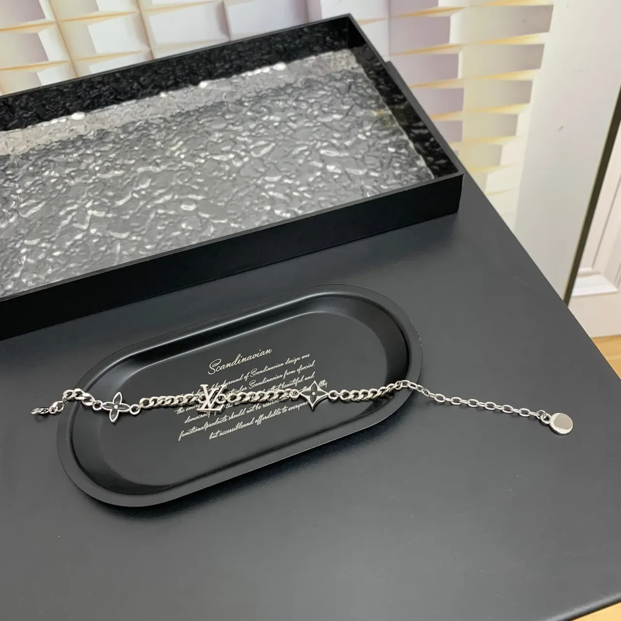 Louis Vuitton Silver Chain-Link Monogrammed Bracelet 3