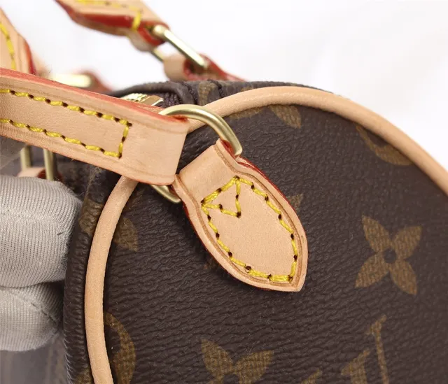 Louis Vuitton Speedy 20 Monogram Toile Marron Tan Cuir Sac Boston 6