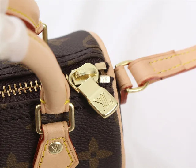 Louis Vuitton Speedy 20 Monogram Toile Marron Tan Cuir Sac Boston 7