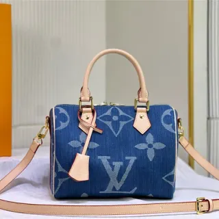 लुई विटन Speedy नीला डेनिम मोनोग्राम बॉस्टन बैग