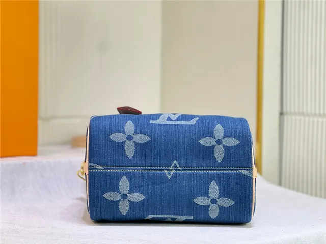 लुई विटन Speedy नीला डेनिम मोनोग्राम बॉस्टन बैग 4