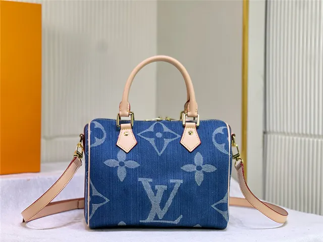 लुई विटन Speedy नीला डेनिम मोनोग्राम बॉस्टन बैग 5