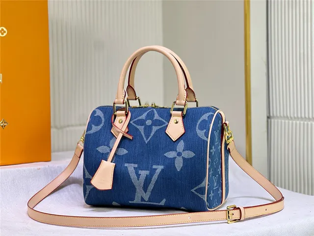 लुई विटन Speedy नीला डेनिम मोनोग्राम बॉस्टन बैग 8
