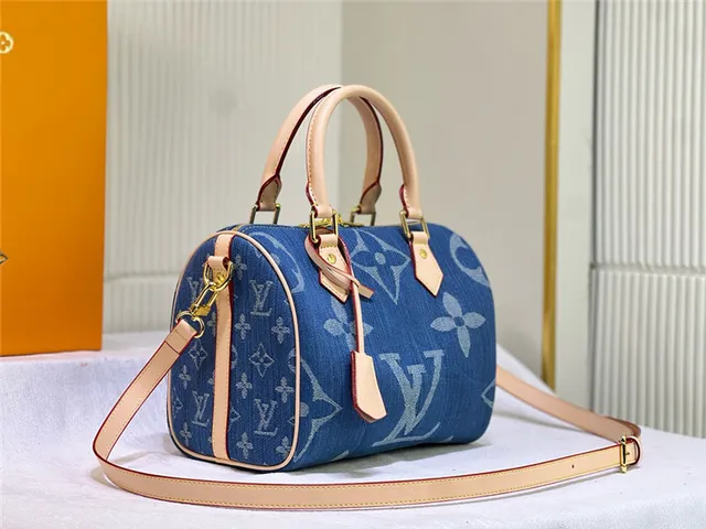 लुई विटन Speedy नीला डेनिम मोनोग्राम बॉस्टन बैग 9