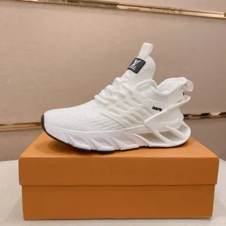 Louis Vuitton White Black Knit Upper Sculpted Midsole Sneakers
