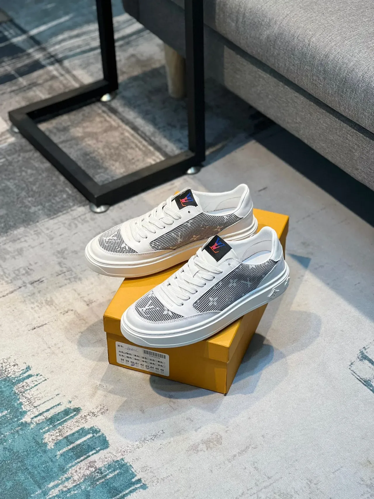 Louis Vuitton White Black Leather And Mesh Upper Embossed Monogram Side Panels Lifestyle Sneakers 5