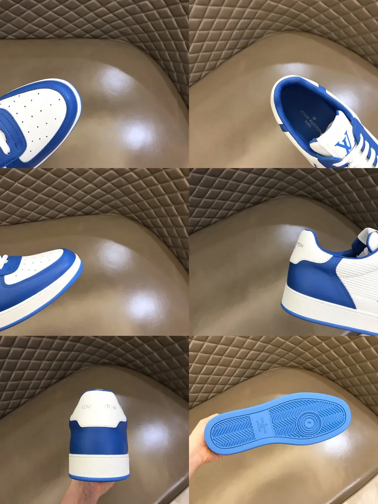 Louis Vuitton White Blue Low-Top Monogrammed Lifestyle Sneakers 2