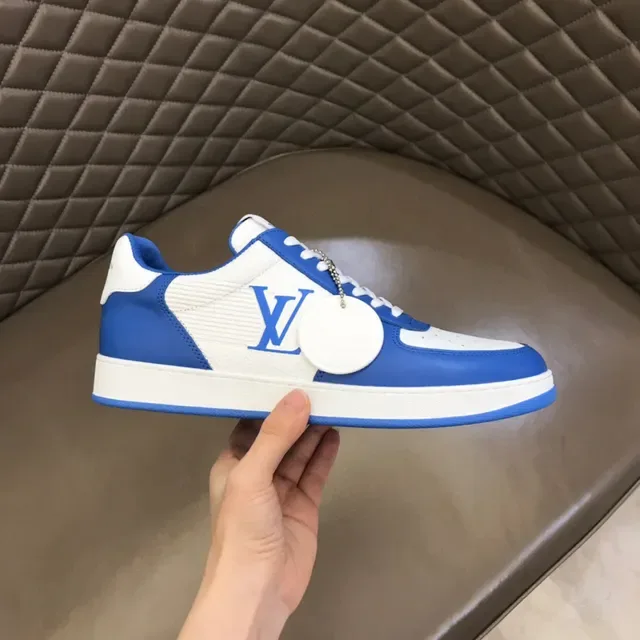 Louis Vuitton White Blue Low-Top Monogrammed Lifestyle Sneakers 5