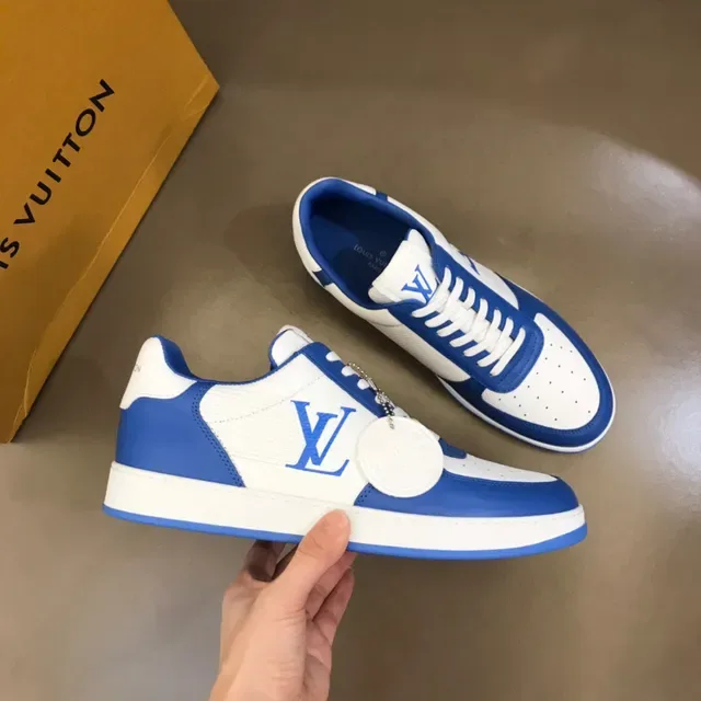Louis Vuitton White Blue Low-Top Monogrammed Lifestyle Sneakers 7