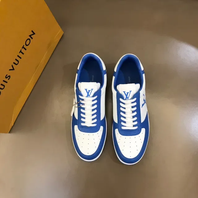 Louis Vuitton White Blue Low-Top Monogrammed Lifestyle Sneakers 9