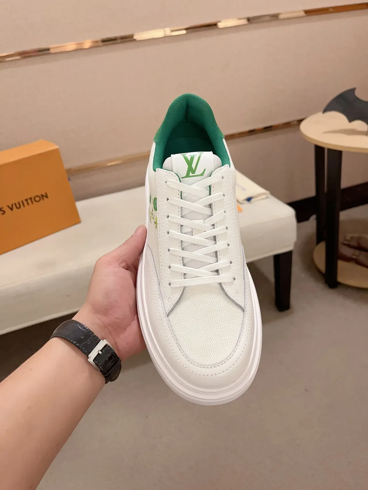 Louis Vuitton Blanc et Vert Low-Top Solaire Plateforme Lifestyle Sneakers 3