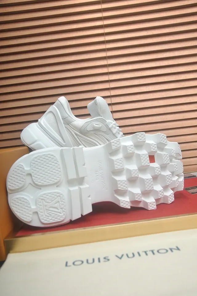 Louis Vuitton White Monogrammed Side Panel Sculpted Sole Chunky Sneakers 3