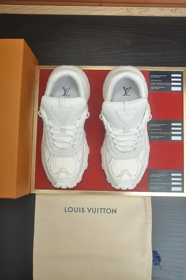Louis Vuitton White Monogrammed Side Panel Sculpted Sole Chunky Sneakers 5
