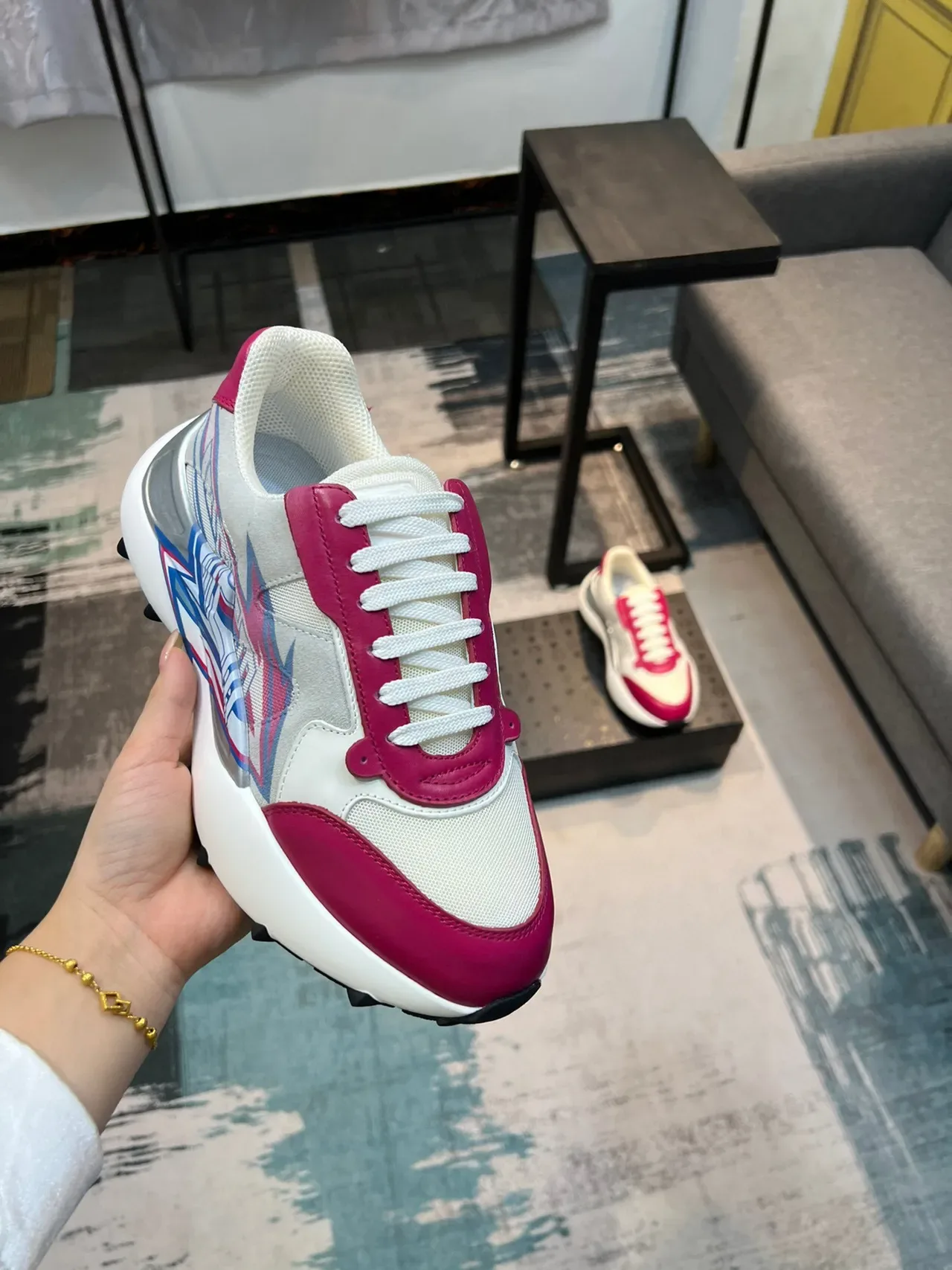 MCM SkyStream McMotor Pink Cream Silver Lifestyle Sneakers 6